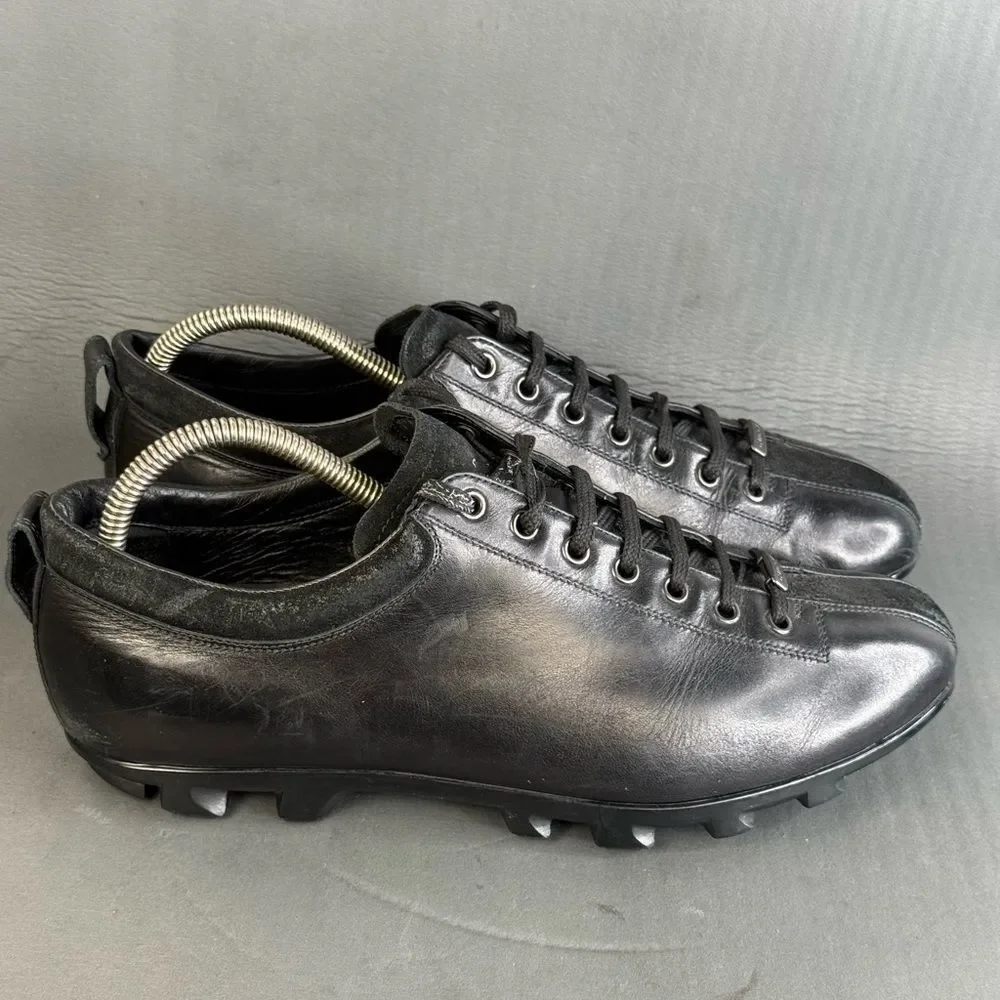 Gucci Vintage Black Leather Lace Up Sneaker shoes men’s size 9.5